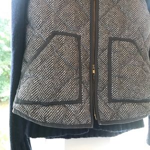 J.Crew  grey tweed print puffer vest size xs
